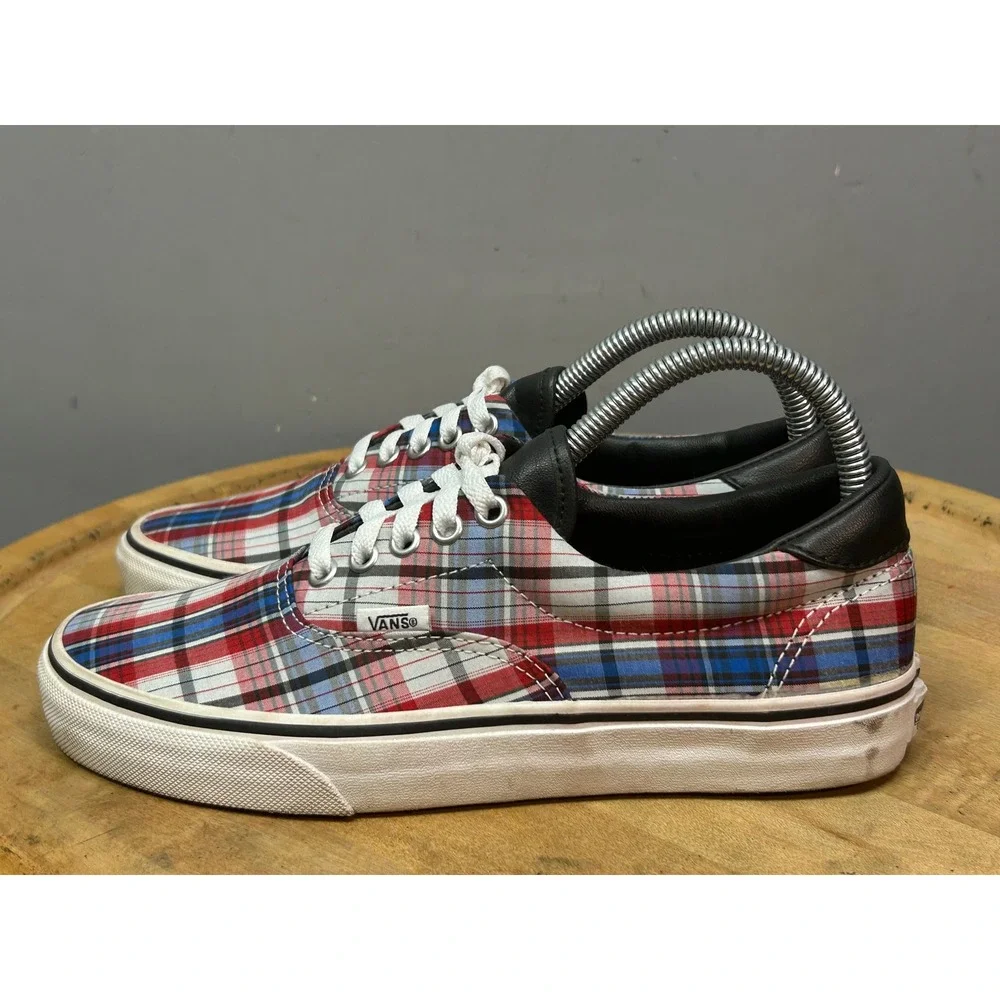 Vans Era 59 Unisex Men 7 Women 8.5 Red Plaid Skate Shoes Low Top Sneaker